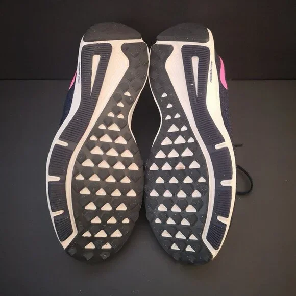 Nike Running Ladies Size 7.5 Navy with Pink Swoosh White & Black Sole Sneakers - Picture 7 of 9